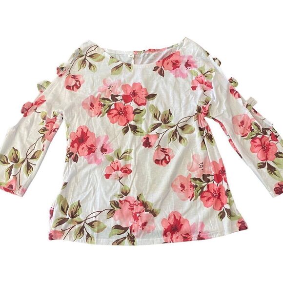 Floral blouse cut out shoulder medium - Picture 1 of 7